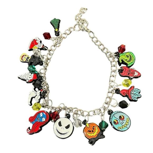 DISNEY NIGHTMARE BEFORE CHRISTMAS CHARM BRACELET 8’-9.5’ SKELLINGTON SALLY - Picture 3 of 7